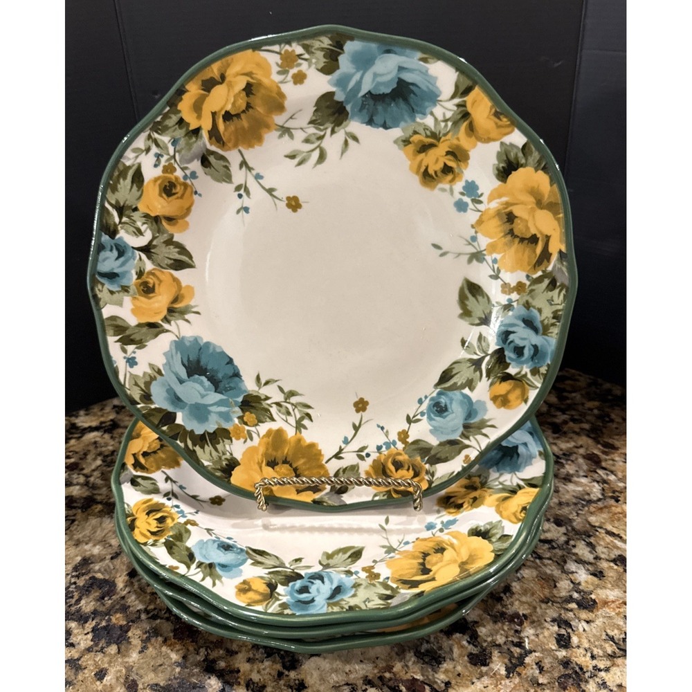 The Pioneer Woman Rose Floral Shadow Dinner Plates Plate 10 Inch Set Of 4 #1
